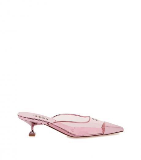 pink plexi & leather mules