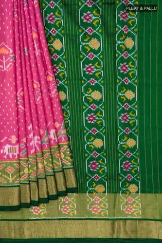 pink pochampally silk saree