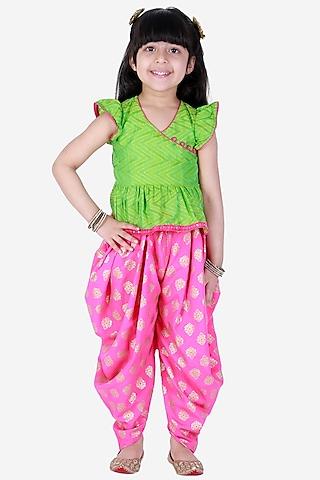 pink-polyester-printed-dhoti-set-for-girls