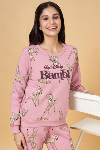 pink print  winterwear women comfort fit  sweatshirt