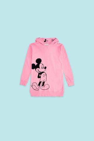 pink printed casual full sleeves regular hood girls regular fit sweatshirt