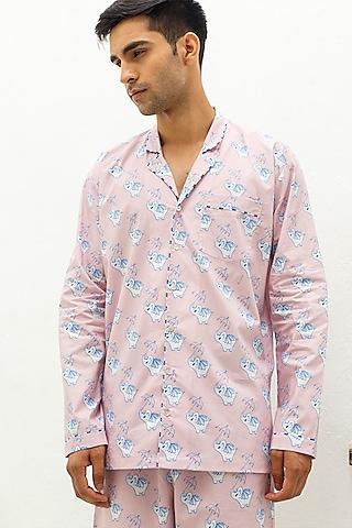pink printed lounge shirt
