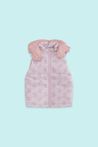 pink printed winter wear sleeveless regular hood baby regular fit sweater