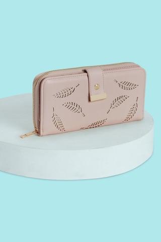 pink printeded casual semi pu women wallet