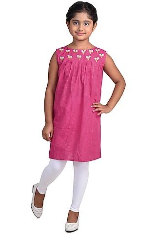 pink pure cotton kurta set for girls
