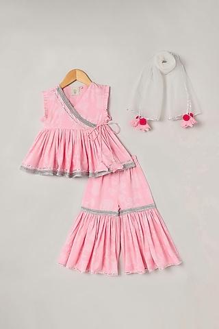 pink pure cotton rayon sharara set for girls