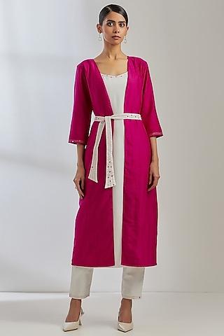 pink raw silk cape