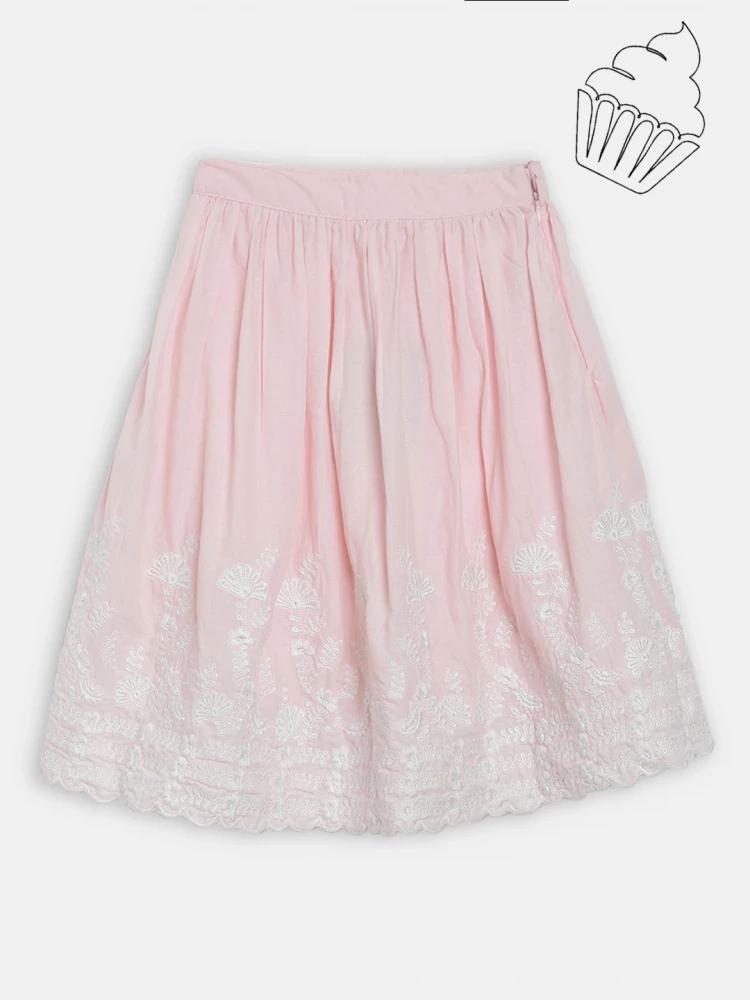 pink regular fit skirt