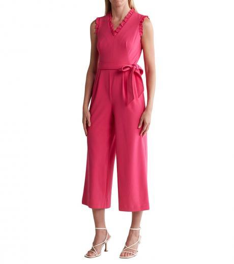 pink ruffle crop jumpsuit