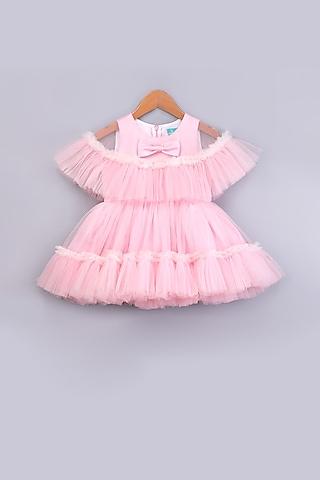 pink ruffled cape dress for girls