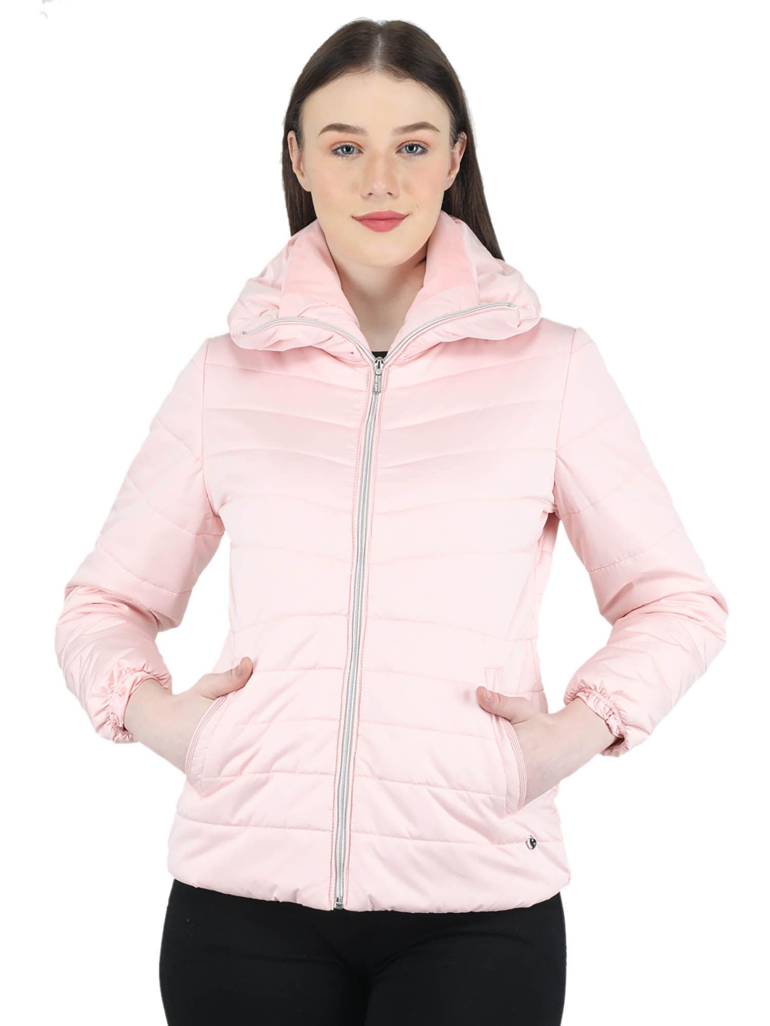 pink-self-design-jackets-and-coats