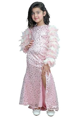 pink sequins gown for girls