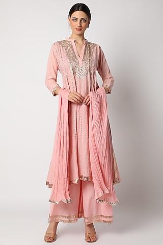 pink sharara set with gotta patti work for girls