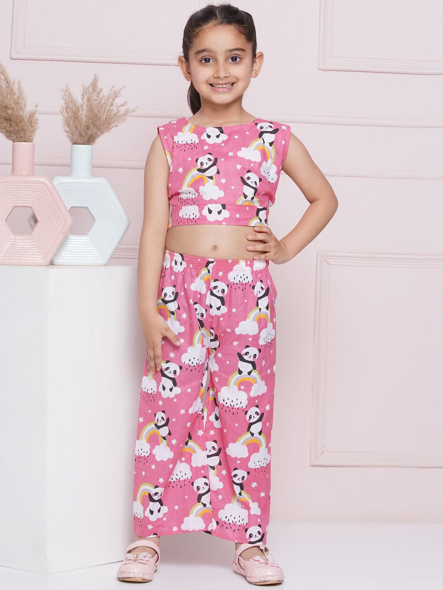 pink sleeveless cotton co-ord (set of 2)