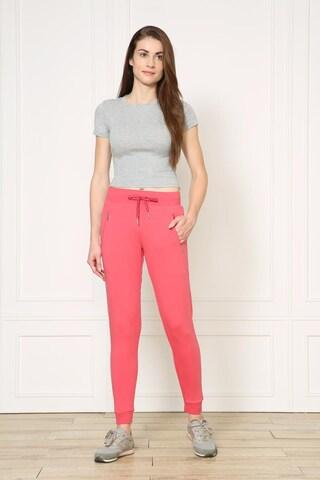 pink solid ankle-length casual women slim fit jogger pants