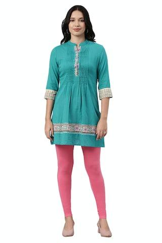 pink solid ankle-length ethnic women slim fit leggings