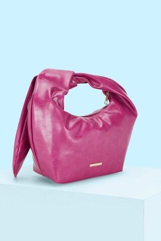 pink solid casual faux leather women fashion bag
