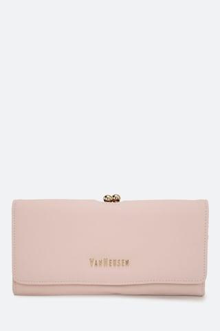 pink solid casual leather women clutch