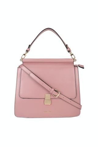 pink solid casual polyurethane women handbag