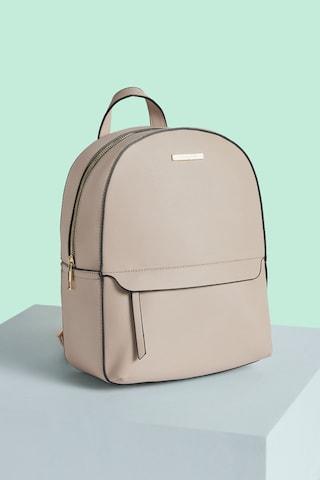 pink solid casual semi pu women backpack