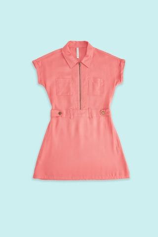 pink solid casual short sleeves regular collar girls regular fit blouse