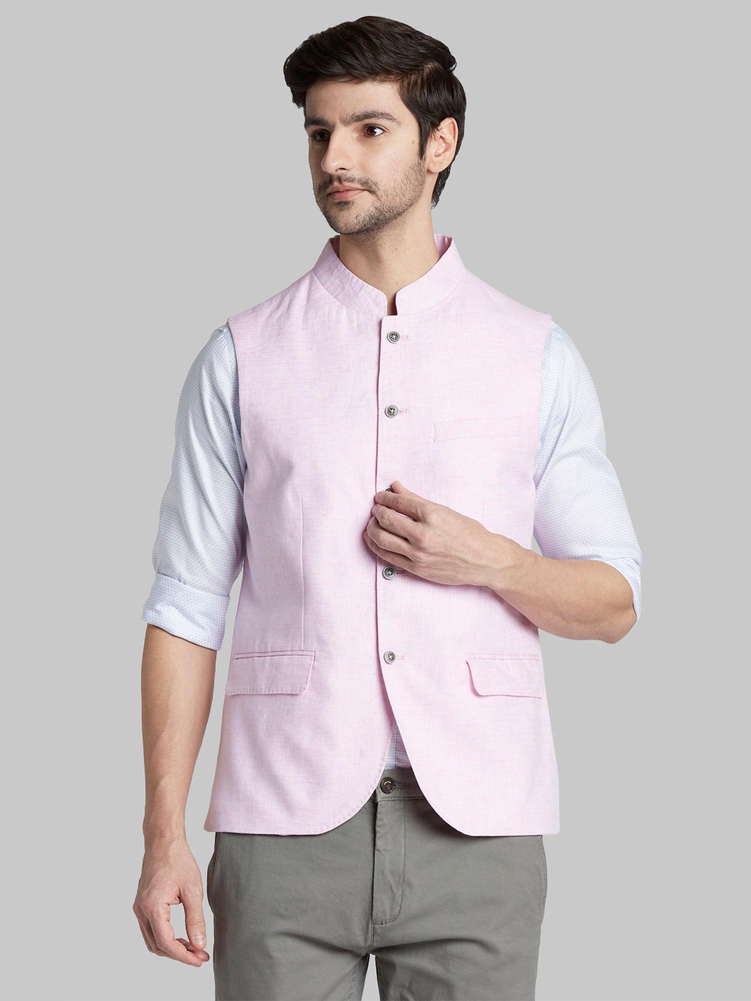 pink solid casual waistcoat