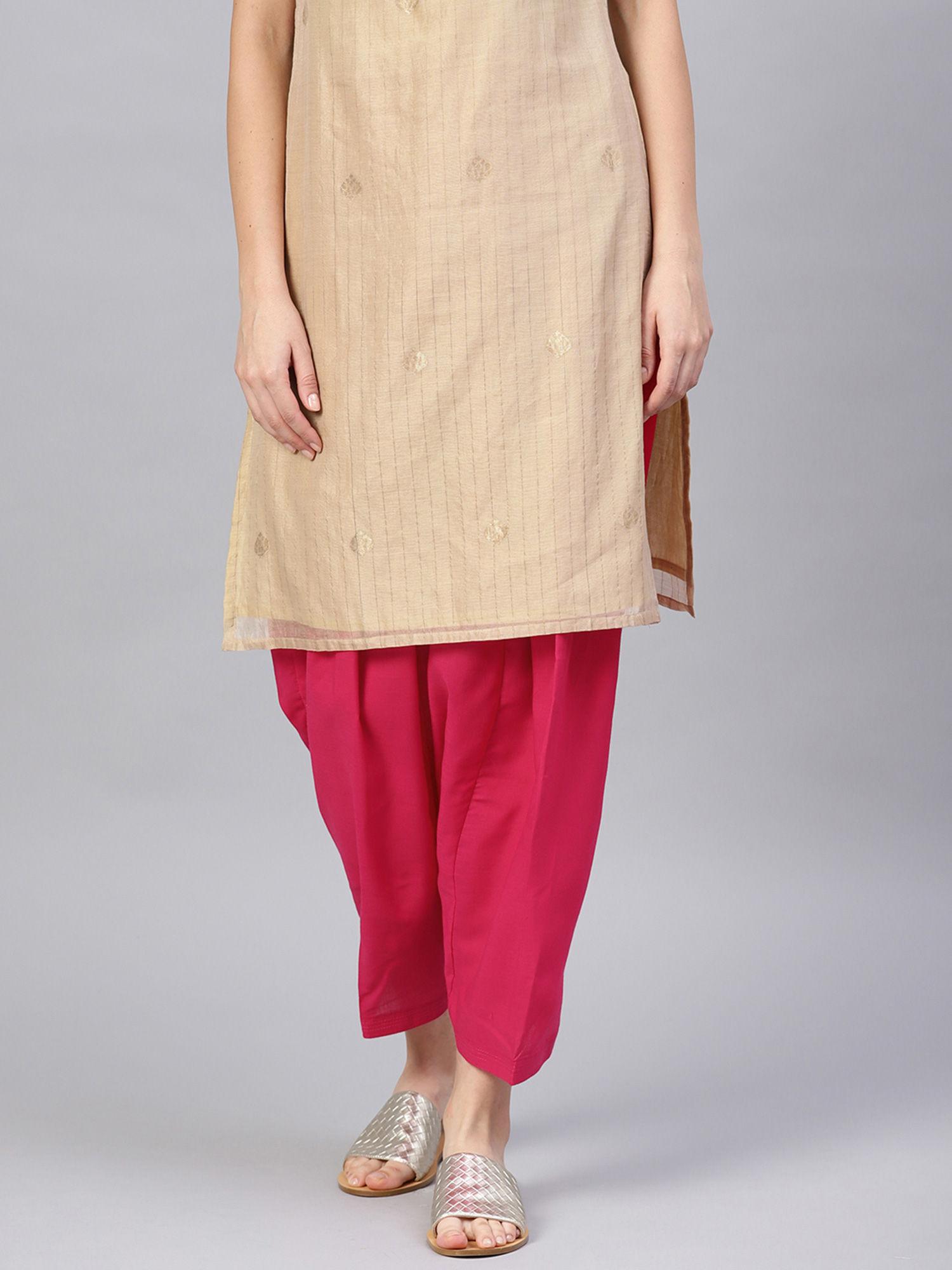 pink solid cotton casual salwar