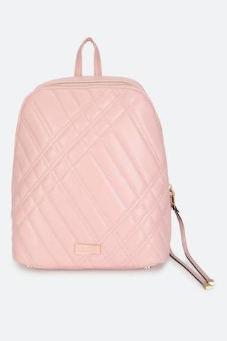 pink solid formal leather women backpack