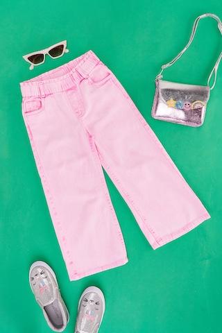 pink solid full length  casual girls regular fit  jeans