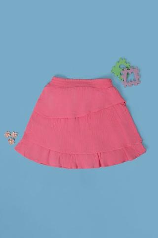 pink solid knee length casual girls regular fit skirt