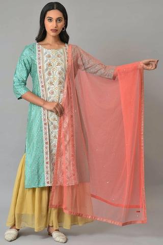 pink solid polyester dupatta