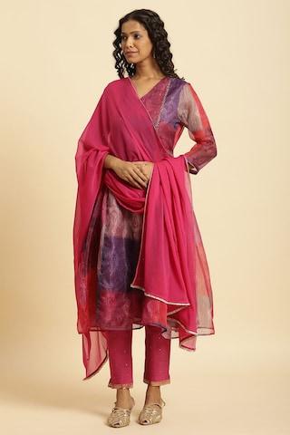 pink solid polyester dupatta