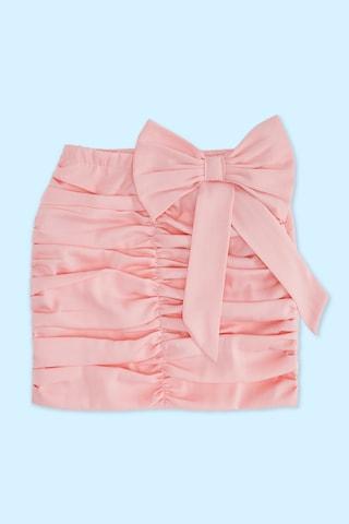 pink solid thigh-length party girls regular fit skirt