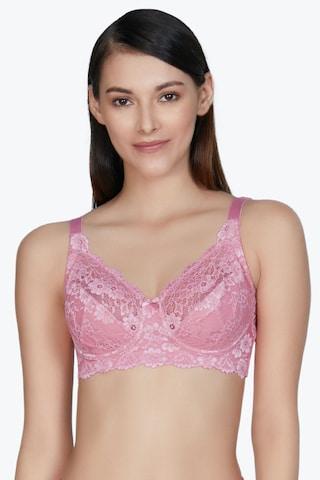 pink solid women bra