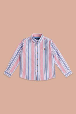 pink stripe casual full sleeves shirt collar boys regular fit shirt