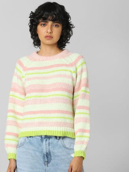 pink striped pullover