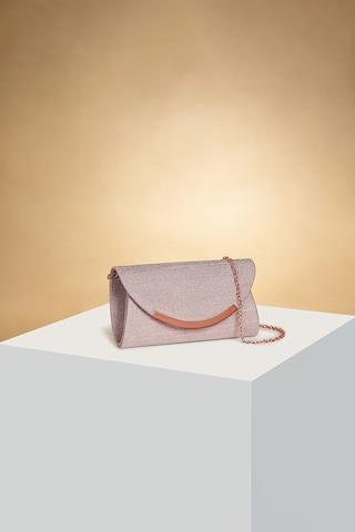 pink textured casual fabric women clutch