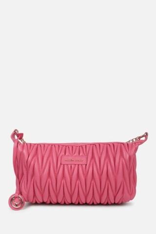 pink textured casual polyurethane women sling bag