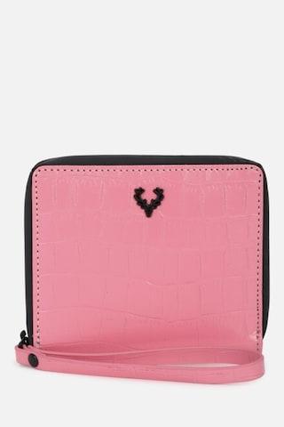 pink textured casual polyurethane women wallet