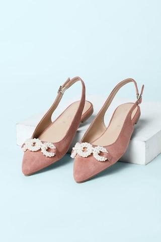 pink textured casual women flat shoes