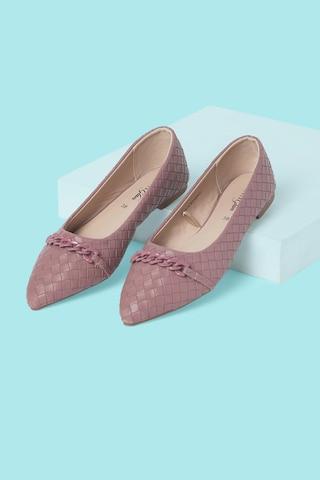 pink textured party women flat shoes