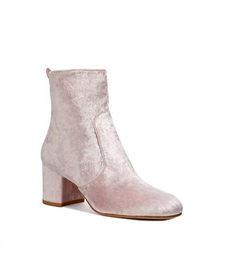pink velvet round toe boots