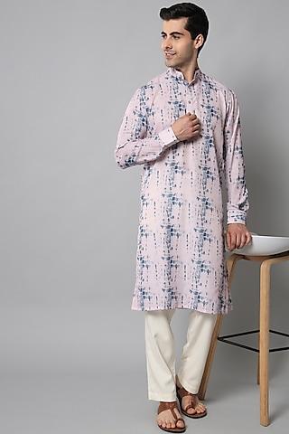 pink & blue printed kurta set