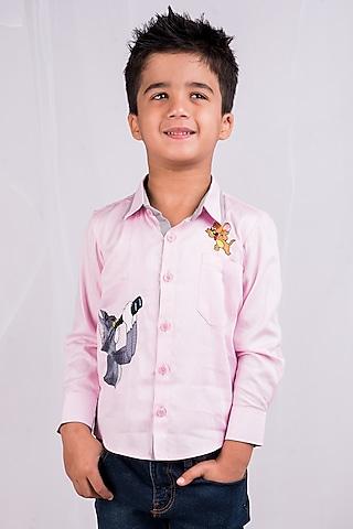 pink & grey cotton shirt for boys
