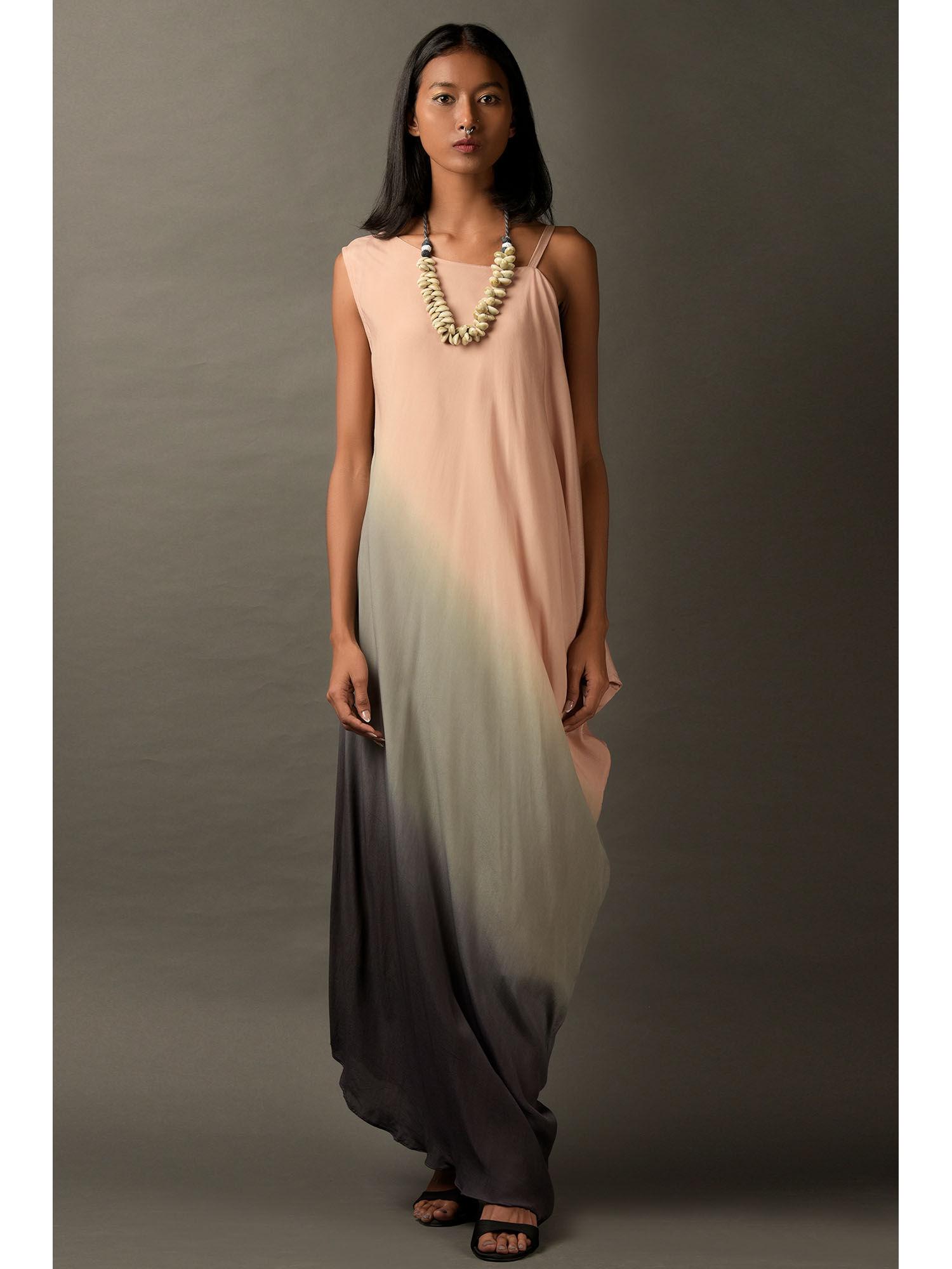 pink & grey ombre georgette dress