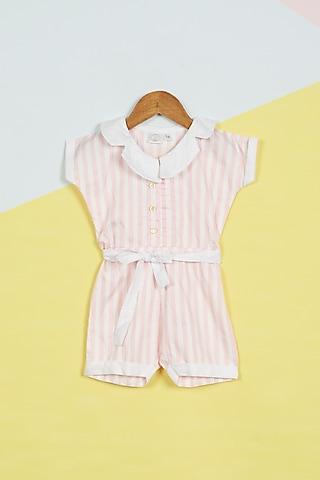 pink & white printed jumpsuit for girls