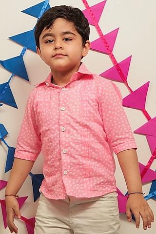 pink & white printed shirt for boys