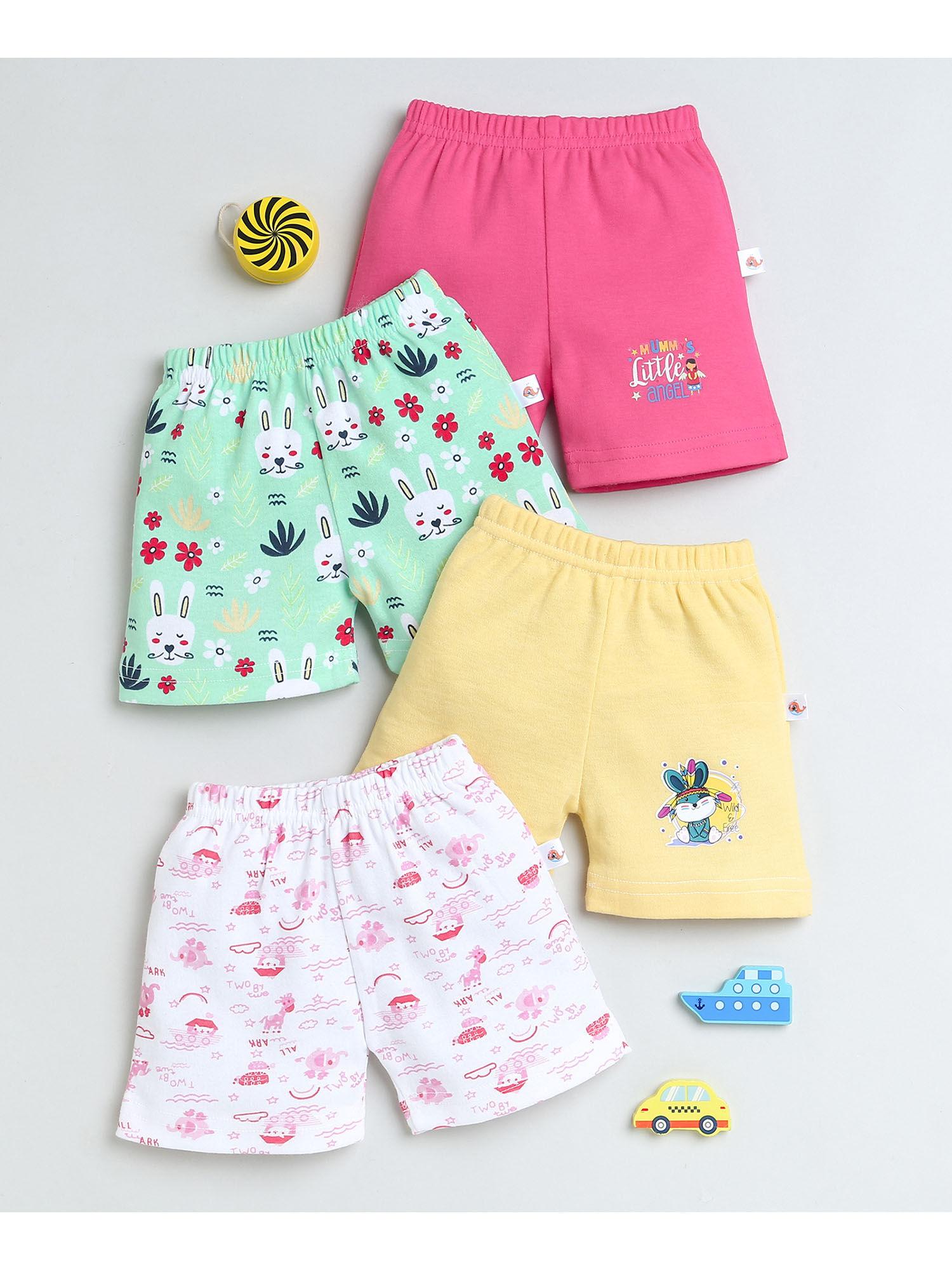 pink & yellow girls shorts (pack of 4)