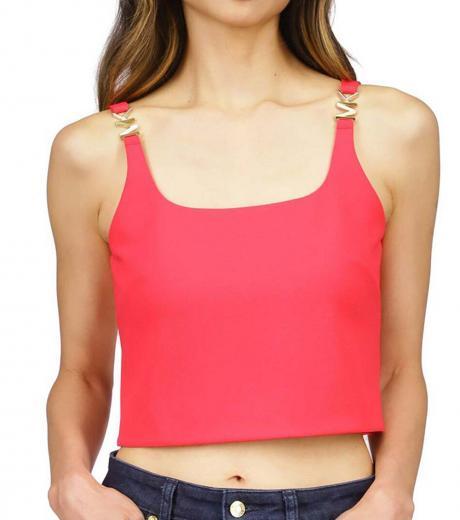 pink  logo-strap cropped sleeveless top