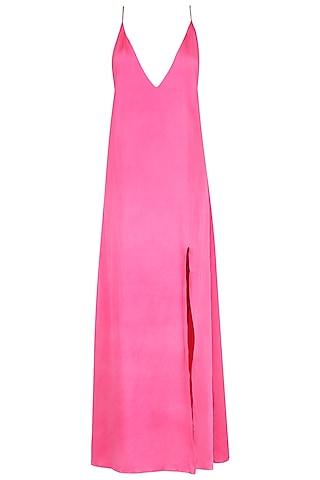 pink a-line slit dress